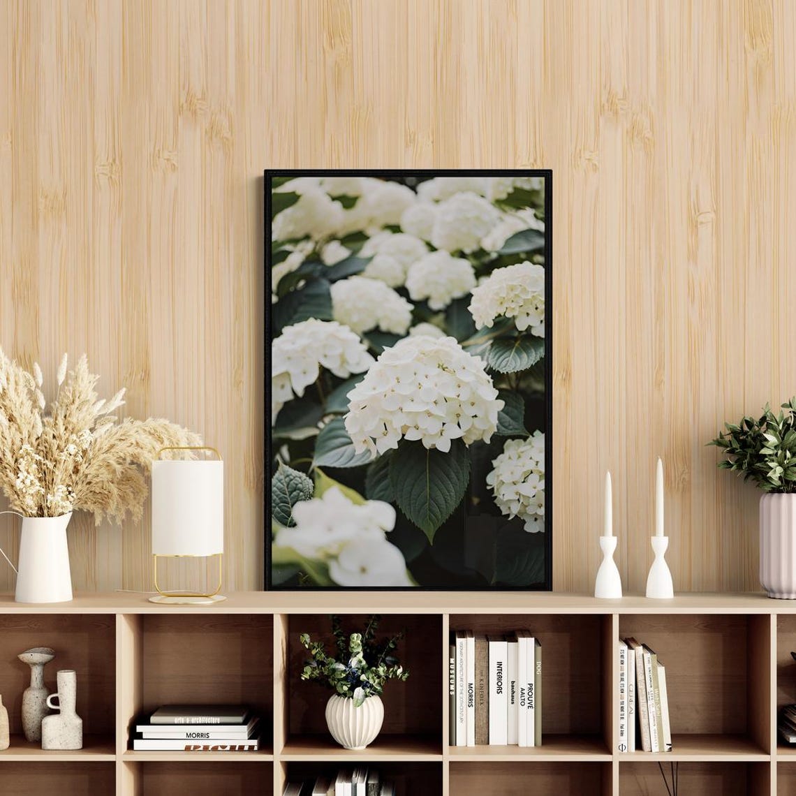 White Hydrangea Botanical Floral Art Flower Market Art Spring Flowers Abstract Design Henri Matisse Style Art - Image 3