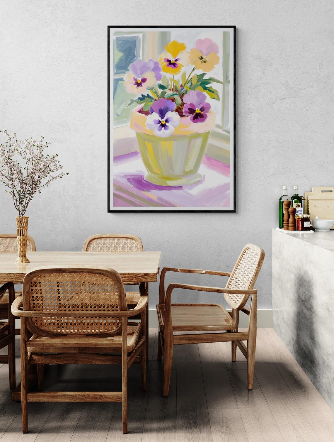 Pansy Flowers Floral Art Flower Market Art Print Abstract Painting Purple Pansy Floral Art Henri Matisse - Image 2