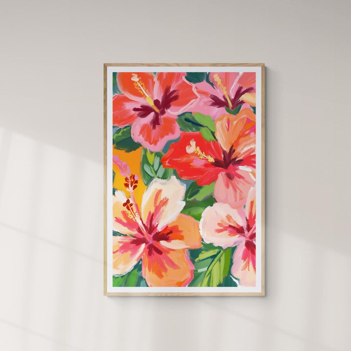 Hibiscus Flowers Floral Art Flower Market Art Print Abstract Painting Peach Hibiscus Floral Art Matisse