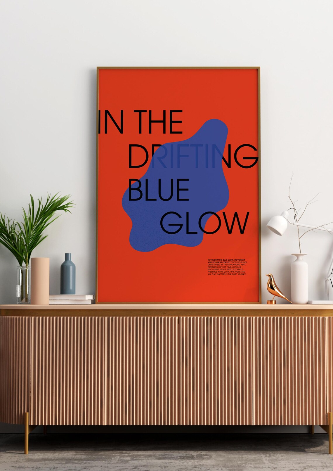 Blue Glow Minimalist Abstract Fluid Poster