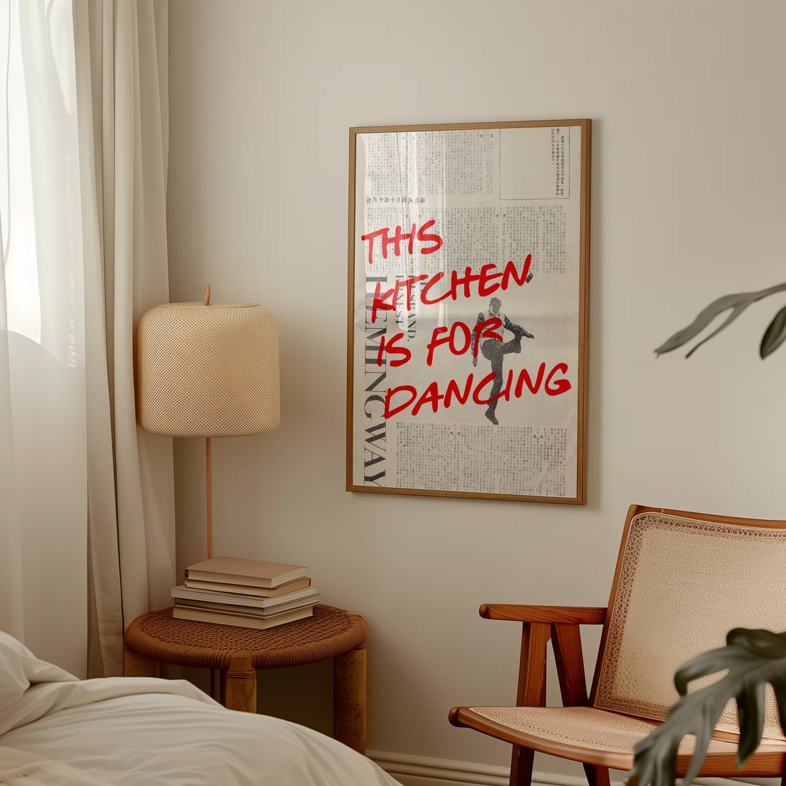 Typography Wall Print For Kitchen Wall Art 70s Dancing Poster Red Wall Art Vintage Poster Trendy Print Retro Wall Art Newspaper Print - Image 4