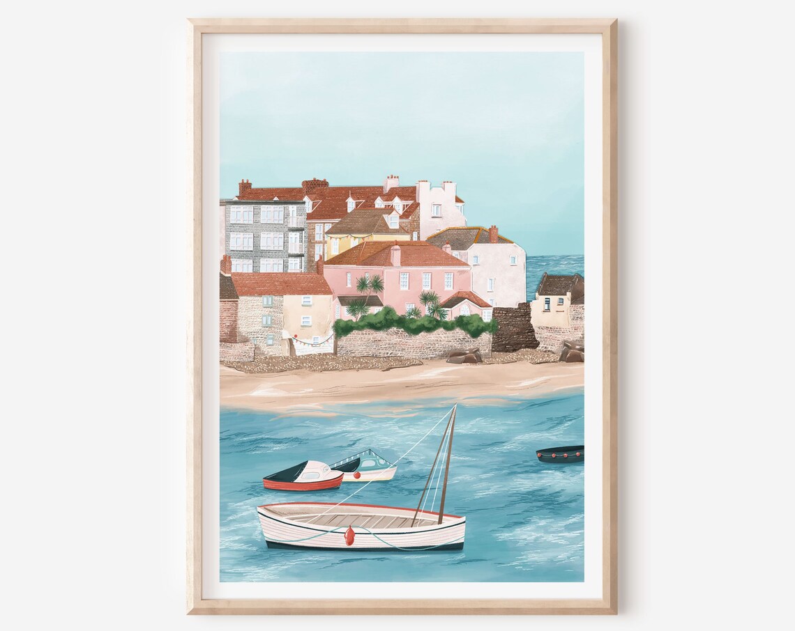 St Ives Cornwall Travel Poster, Housewarming Art Print