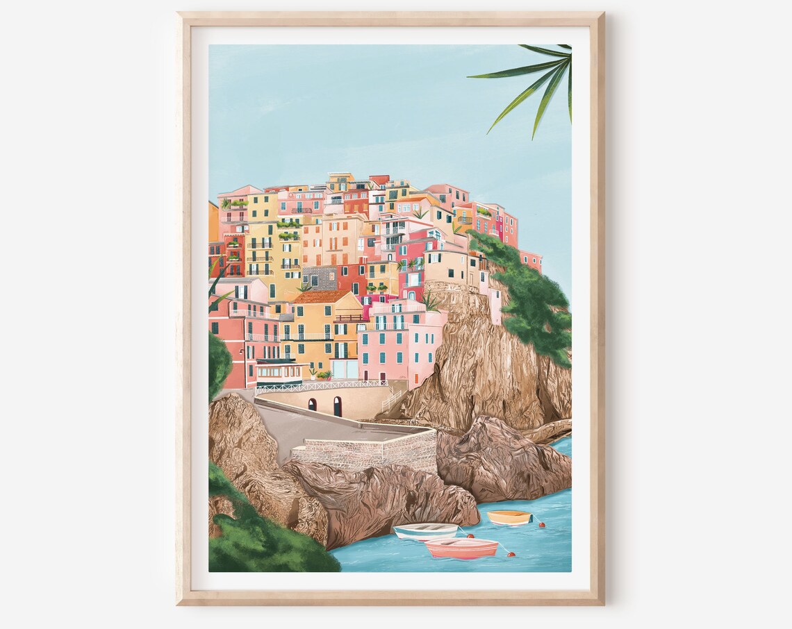 Cinque Terre Travel Poster, Europe Art Print