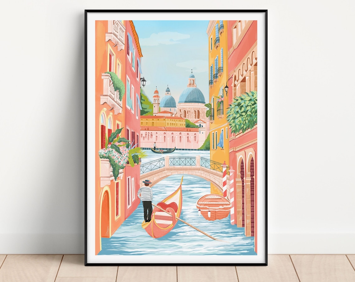 Venice Travel Poster, Venezia Italy Art Print