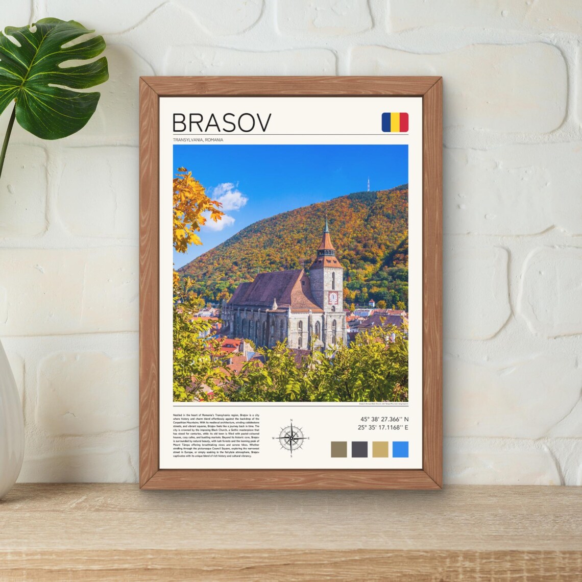 Brasov Romania Black Church Transylvania Autumn Mountain Town Poster