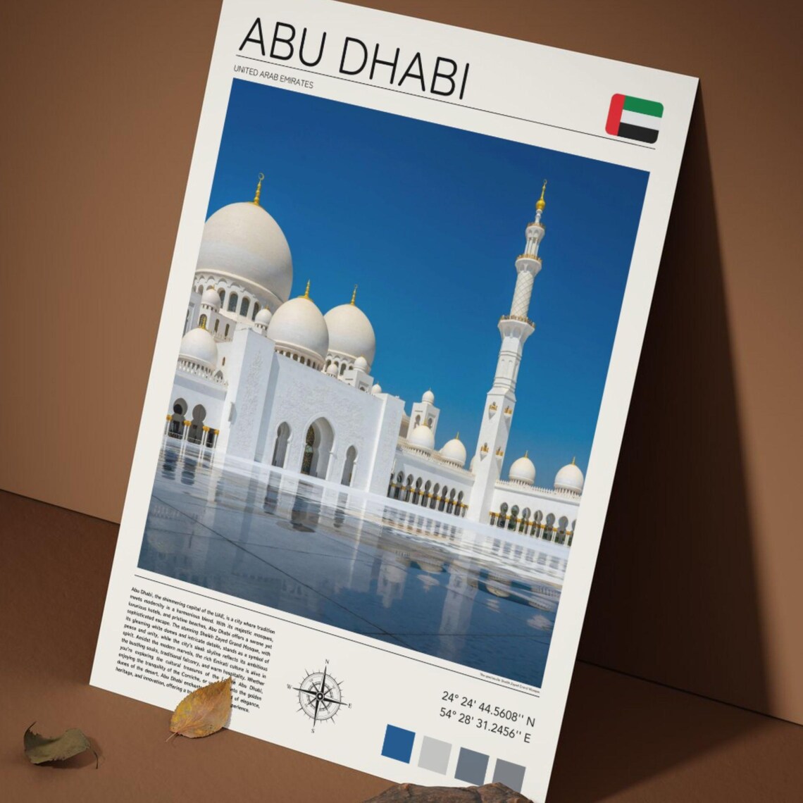 Abu Dhabi Sheikh Zayed Grand Mosque UAE Landmark Travel Poster - Image 2