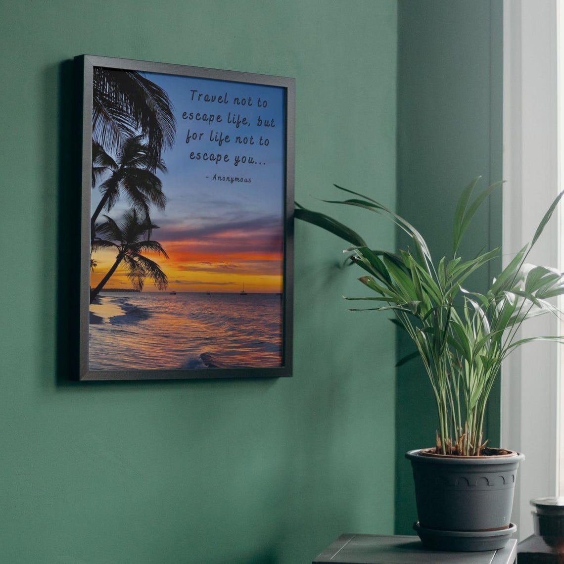 Travel Quote Print Inspiring Travel Quote Poster Travel Poster Escape Quote Wall Art Beach Travel Print Typography Travel Art - Image 2