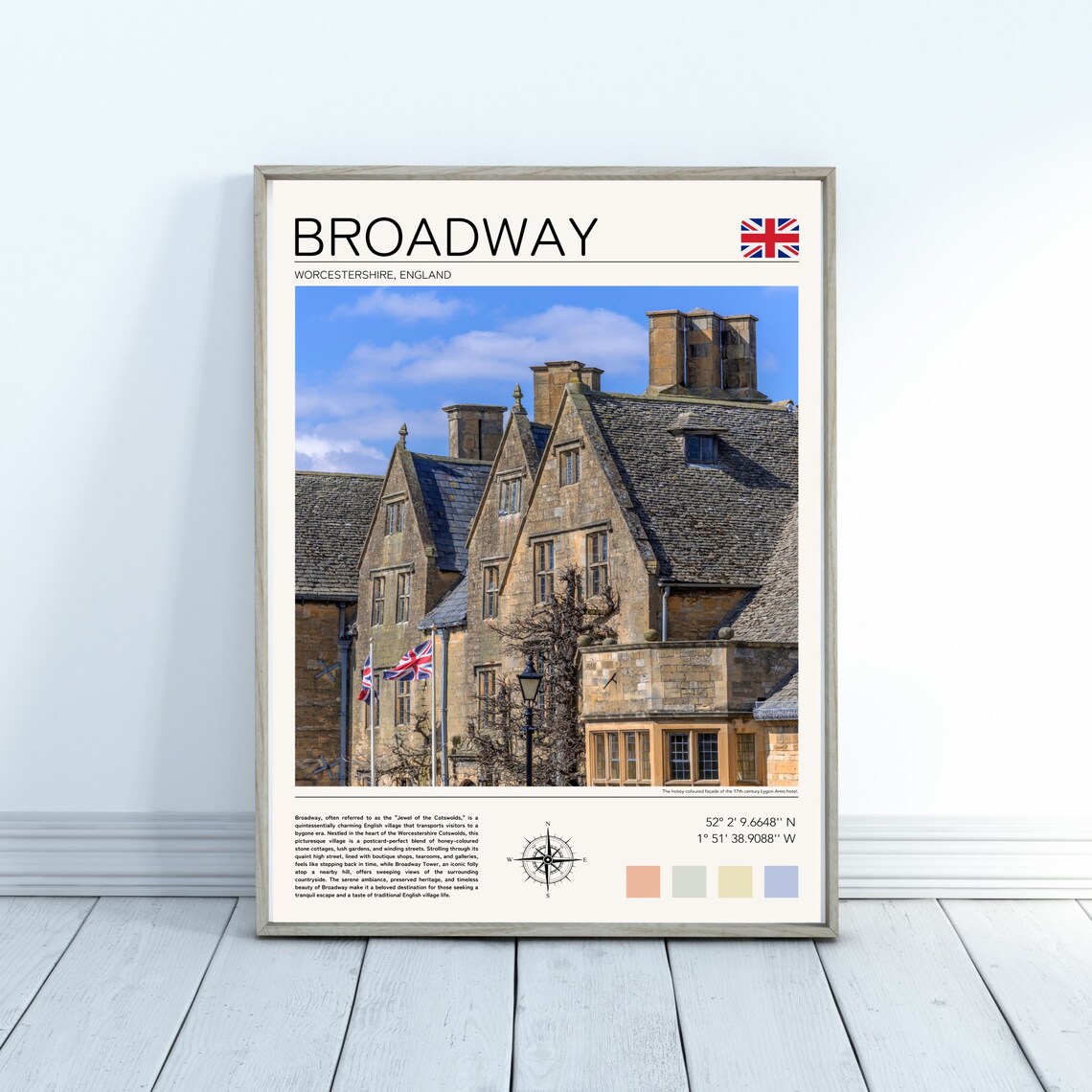 Broadway Cotswolds Travel Poster, Worcestershire - Image 3