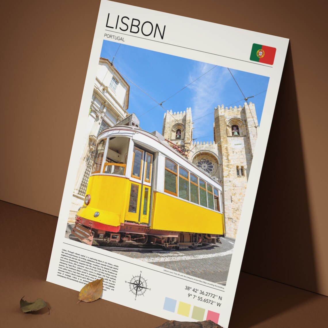 Lisbon Portugal Yellow Tram Historic Cathedral Street Travel Poster - Image 3