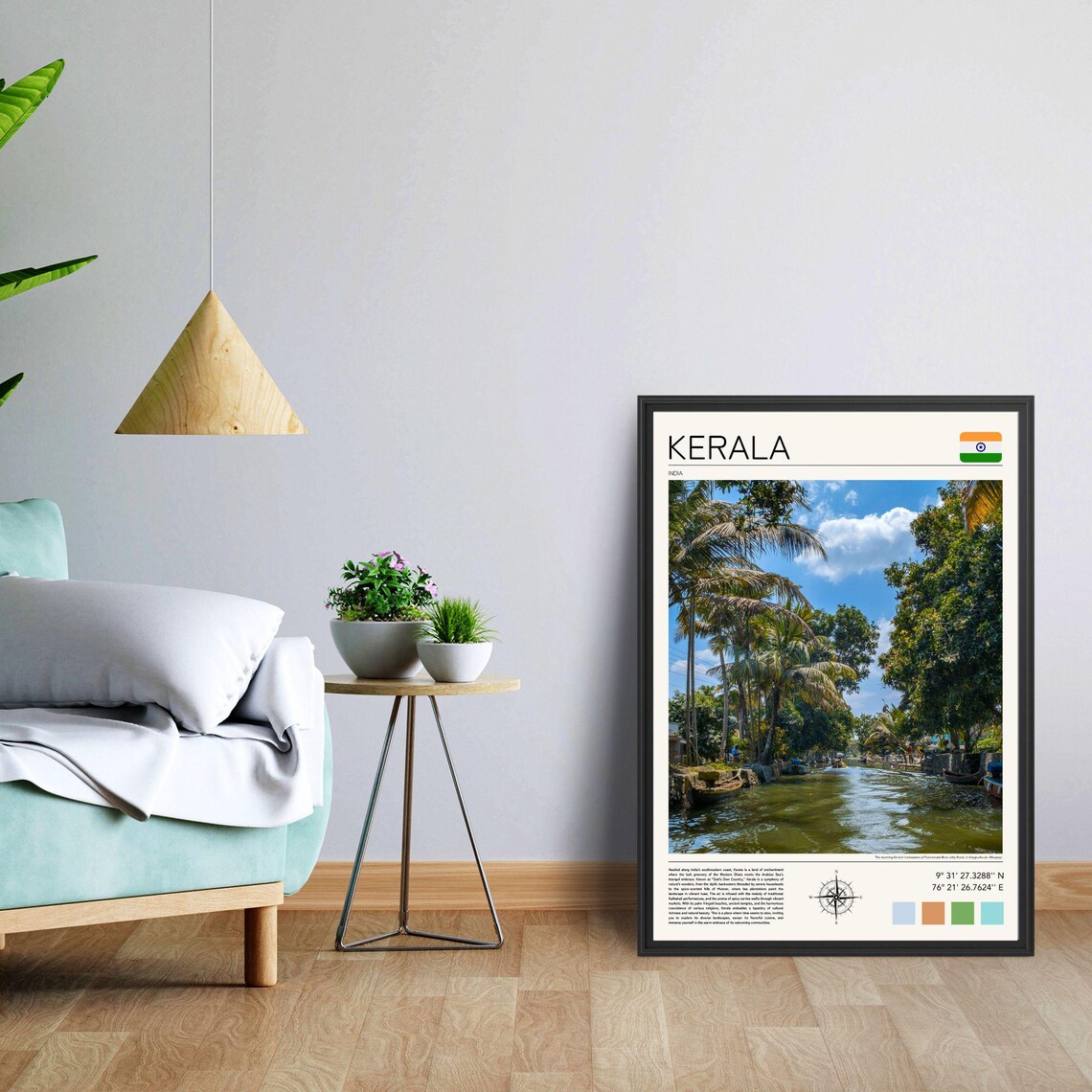 Kerala India Backwaters Palm Canals Boat Travel Poster Tropical - Image 4