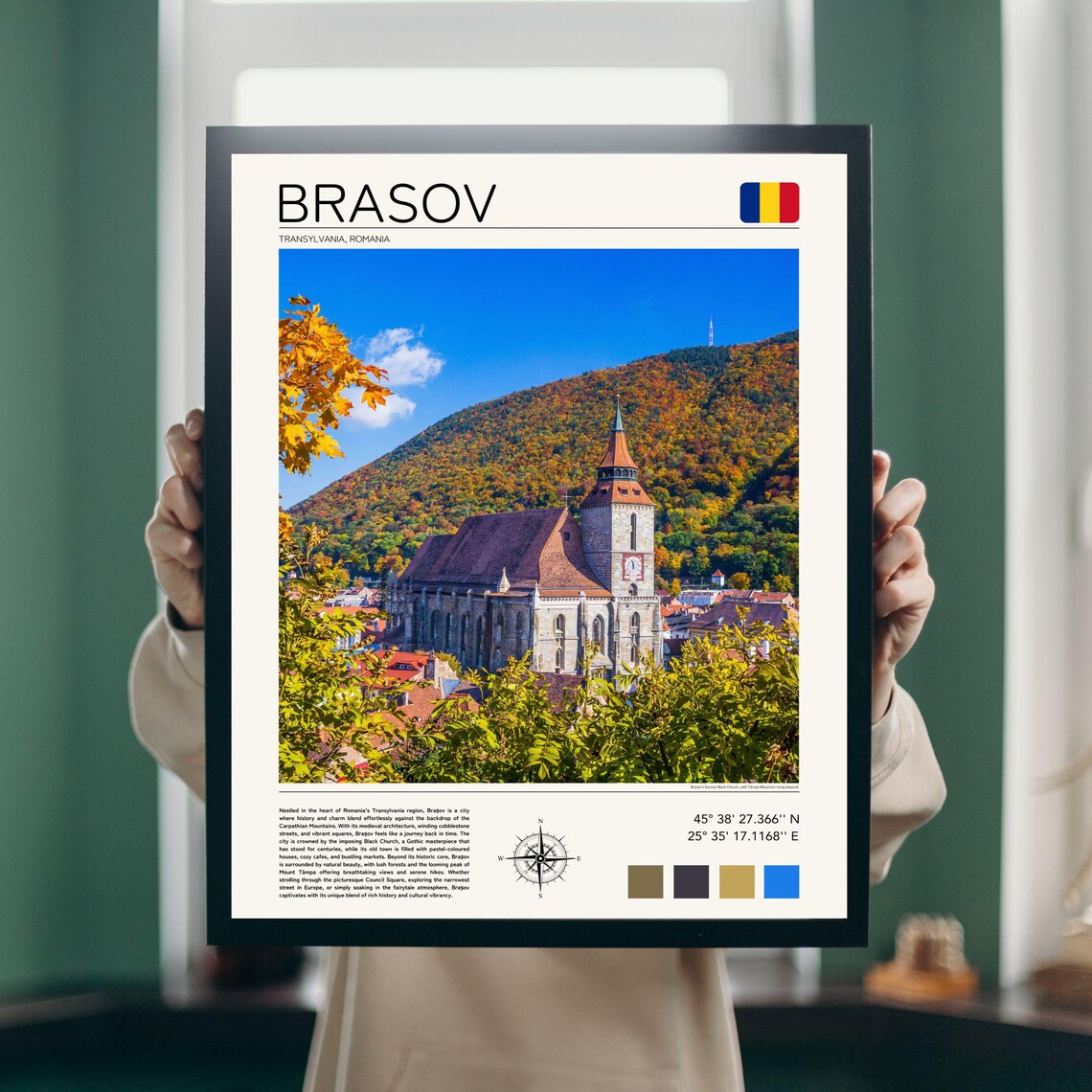 Brasov Romania Black Church Transylvania Autumn Mountain Town Poster - Image 4