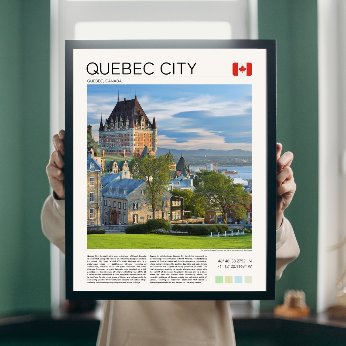 Quebec City Canada Chateau Frontenac Old Town Historic Skyline Poster - Image 3