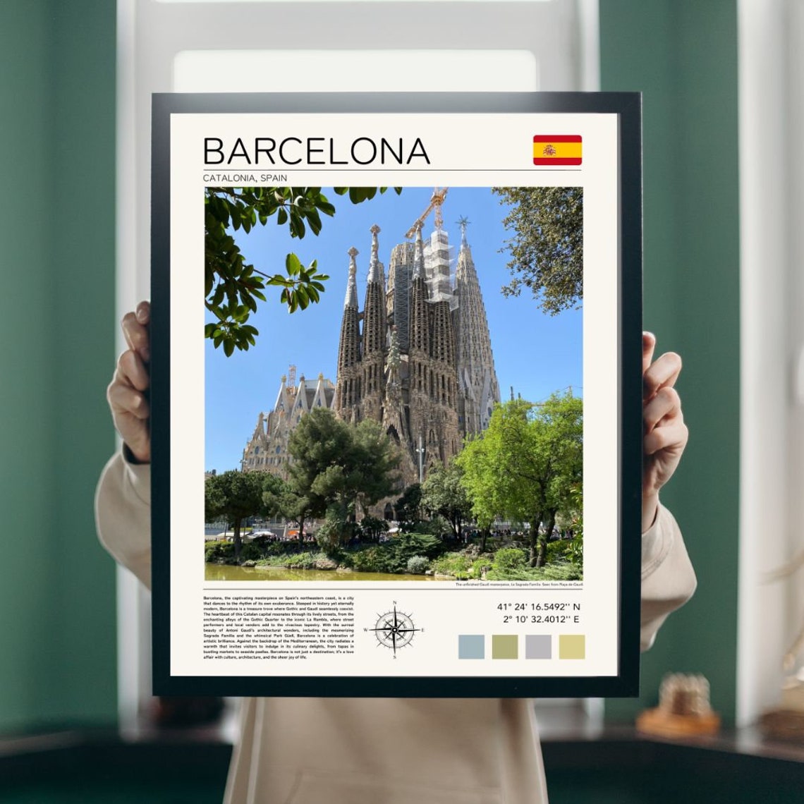 Barcelona Print Barcelona Poster Print Travel Gift Idea Barcelona Wall Art Sagrada Familia Art Catalonia Travel Gaudi - Image 4