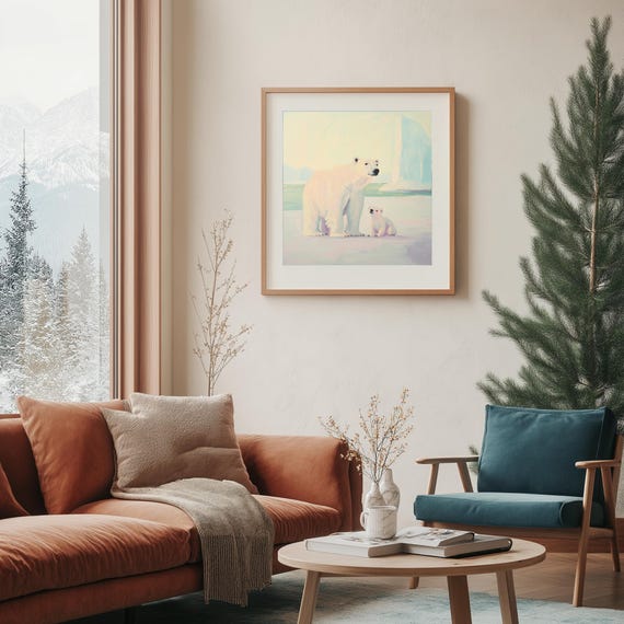 Polar Bear Canvas Art Print Majestic Wildlife Artwork Animal Wall Decor For Living Room Bedroom Office Or Nursery Arctic