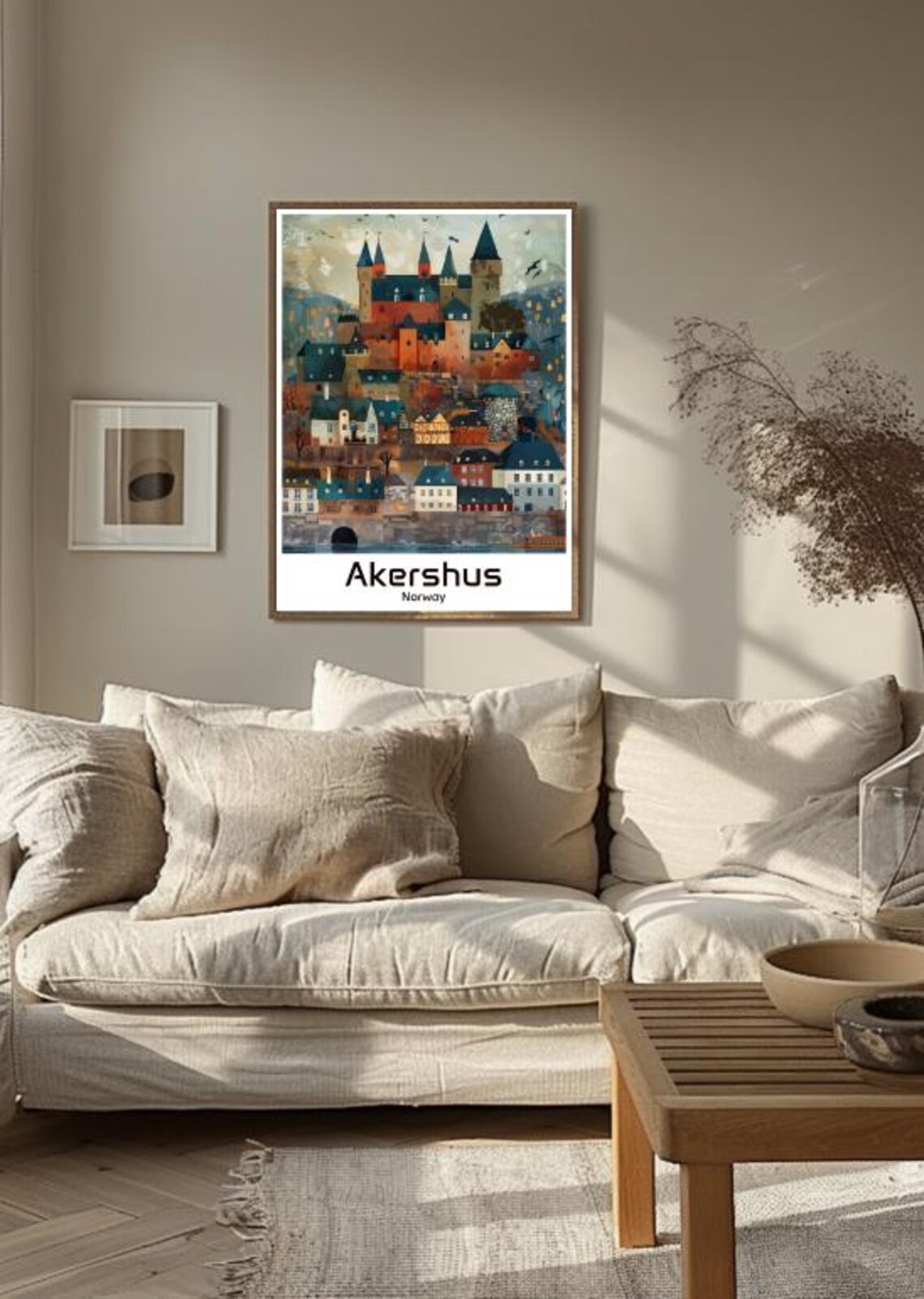 Akershus Fortress Norway Castle Illustration Vintage Travel Poster - Image 3