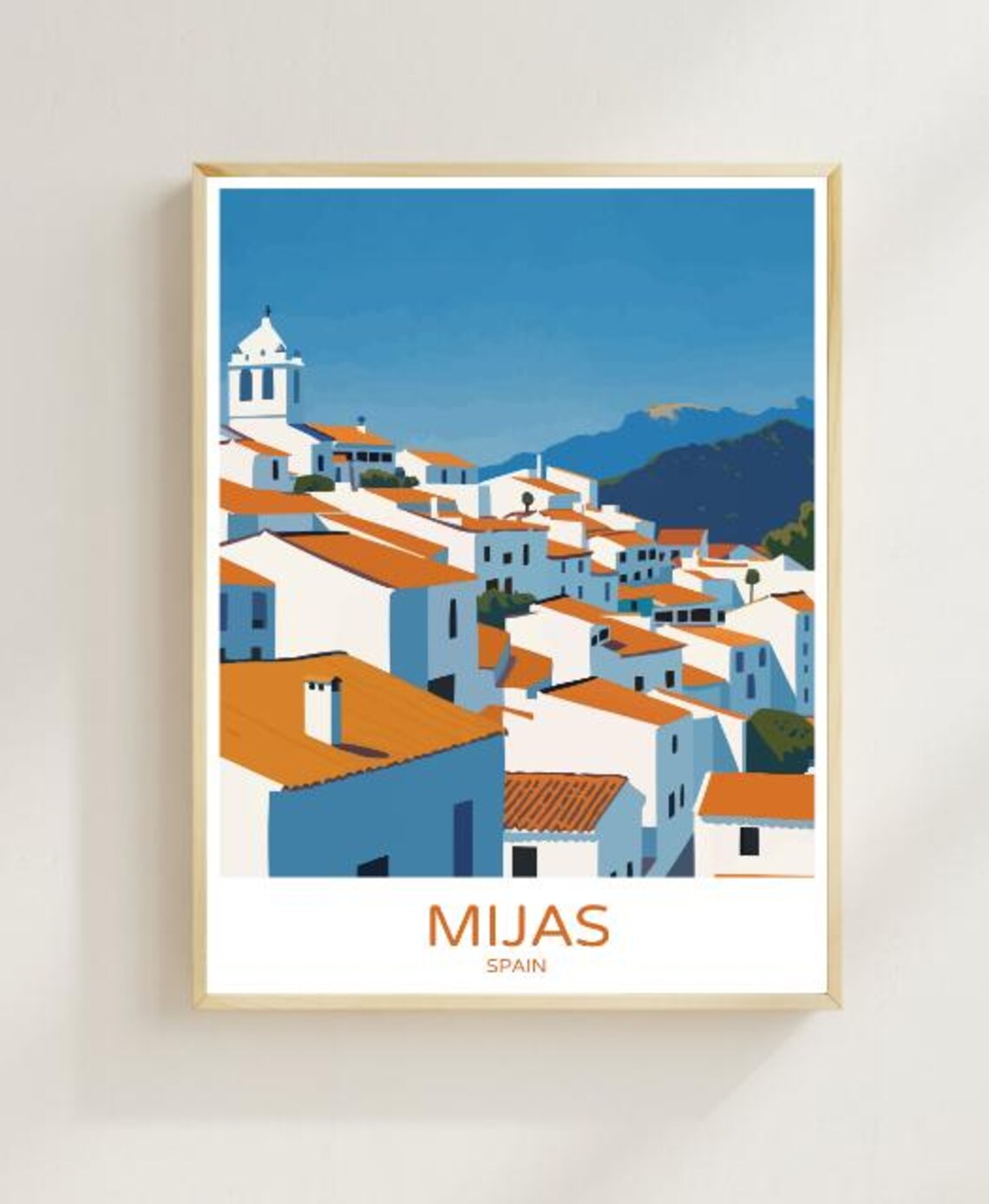 Mijas Spain White Village Terracotta Rooftops Andalusia Travel Poster