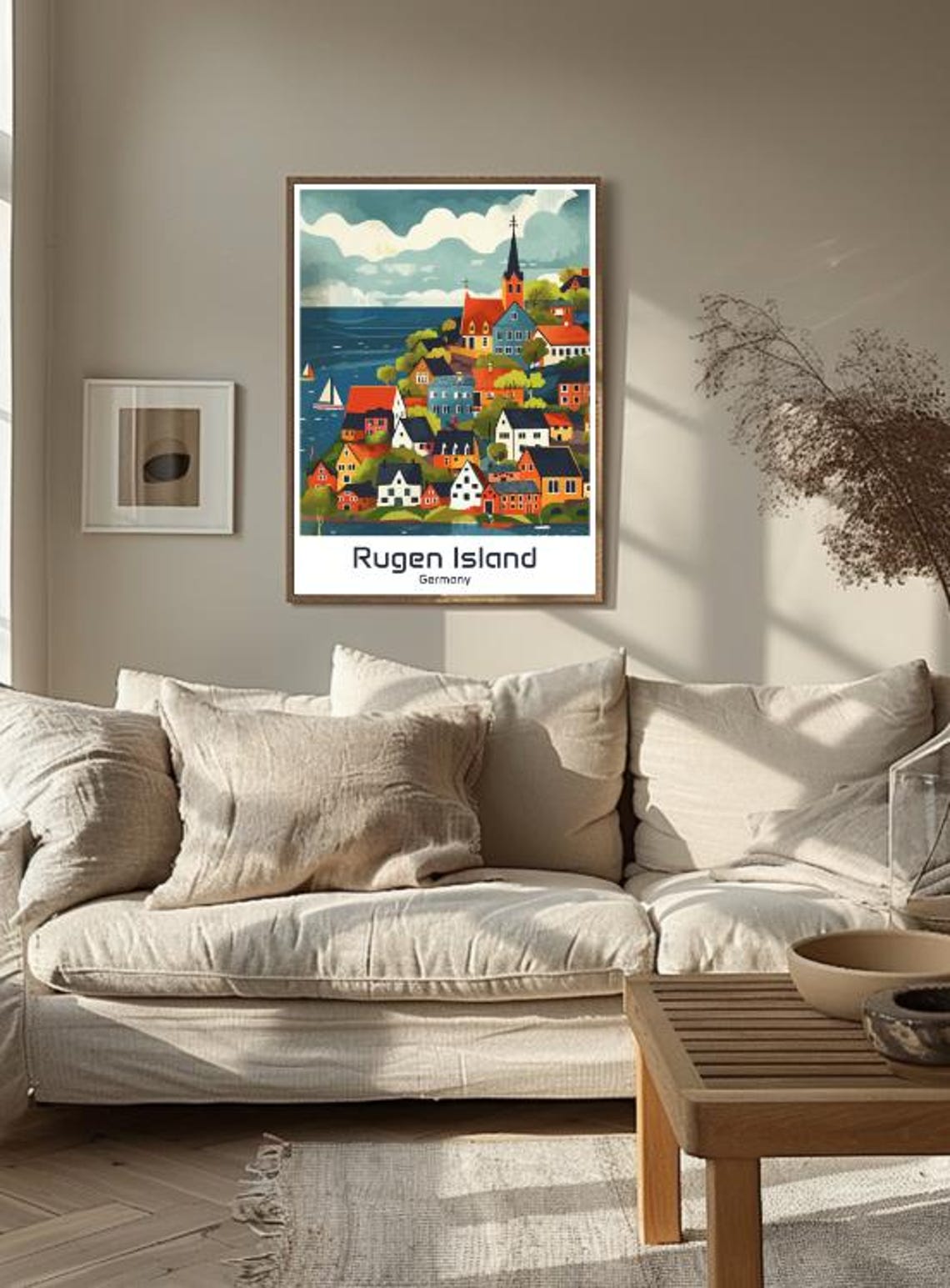 Rugen Island Germany Baltic Coast Sailing Village Illustrated Poster - Image 3