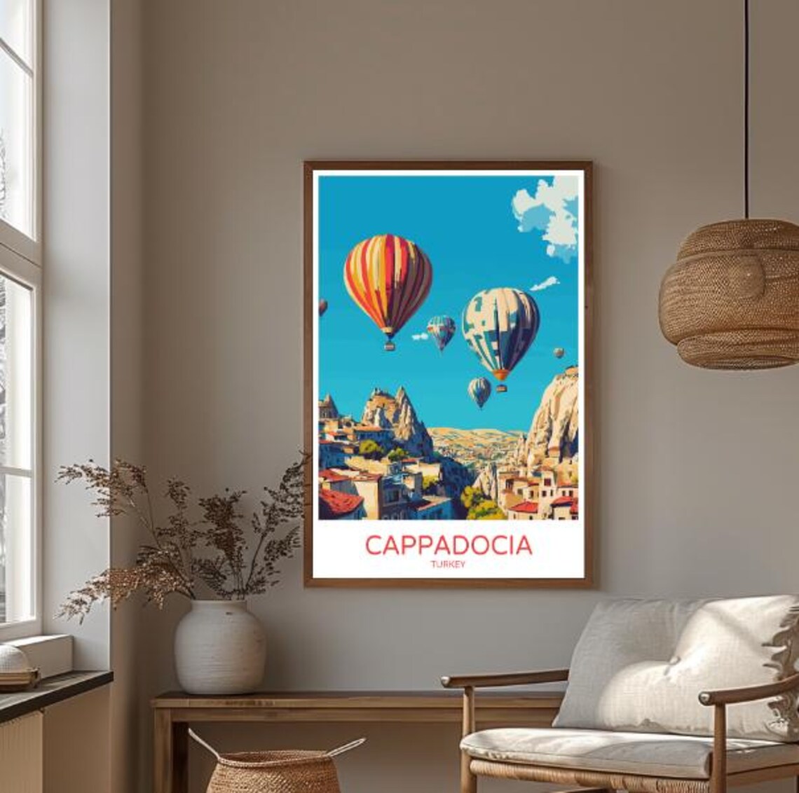 Cappadocia Turkey Hot Air Balloons Fairy Chimneys Travel Poster - Image 3