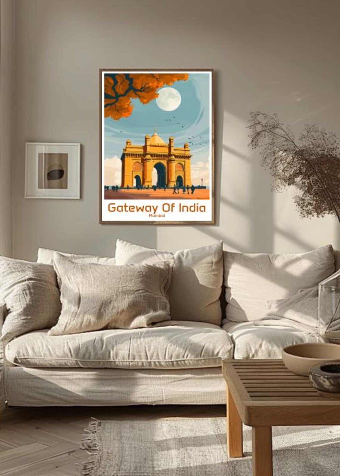 Gateway Of India Mumbai Historic Stone Arch Moonlit Night Travel Poster - Image 3