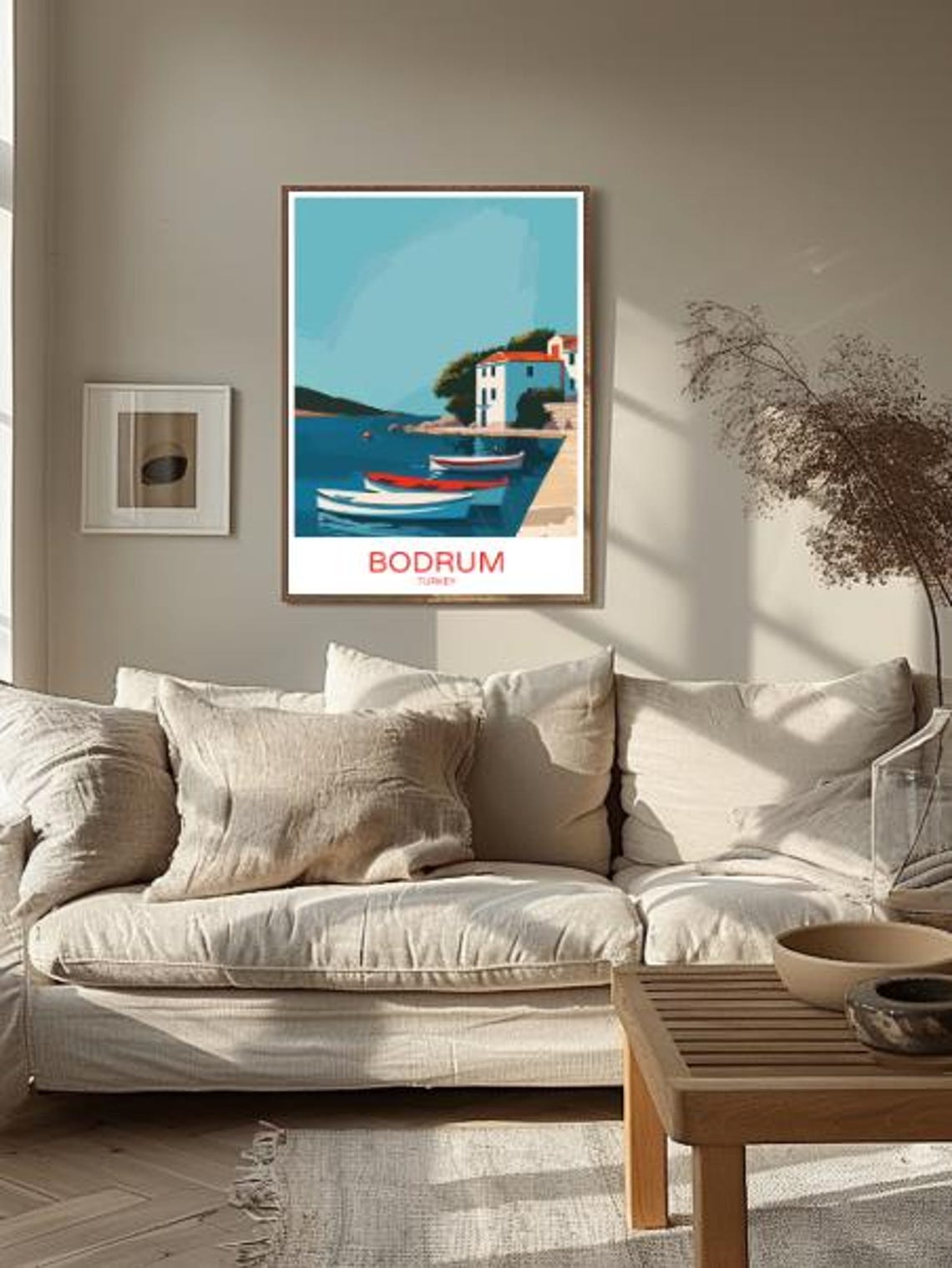 Bodrum Turkey Harbor With Red And White Boats Seaside Travel Poster - Image 2