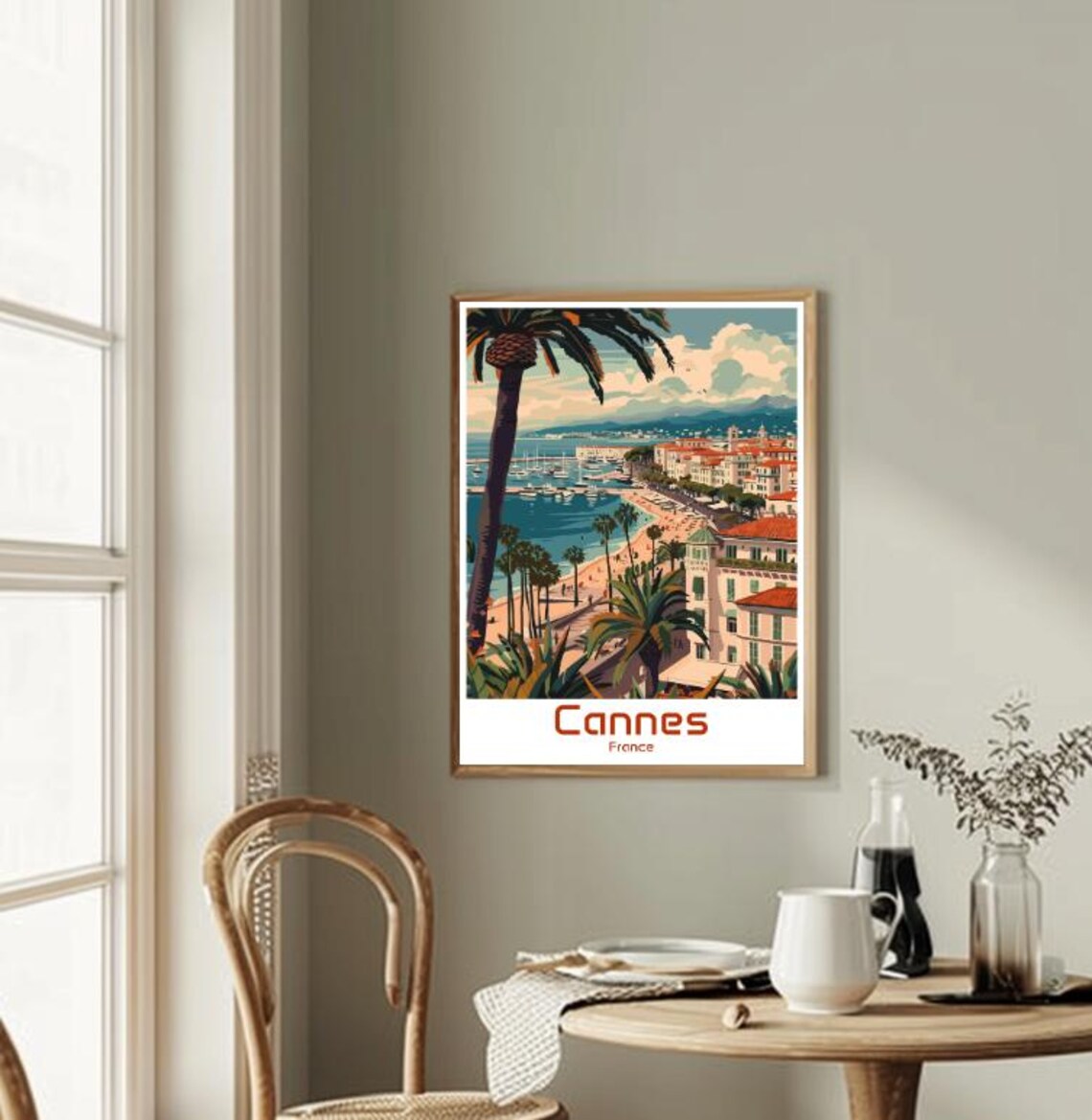 Cannes French Riviera Harbor Marina View Vintage Travel Poster - Image 2
