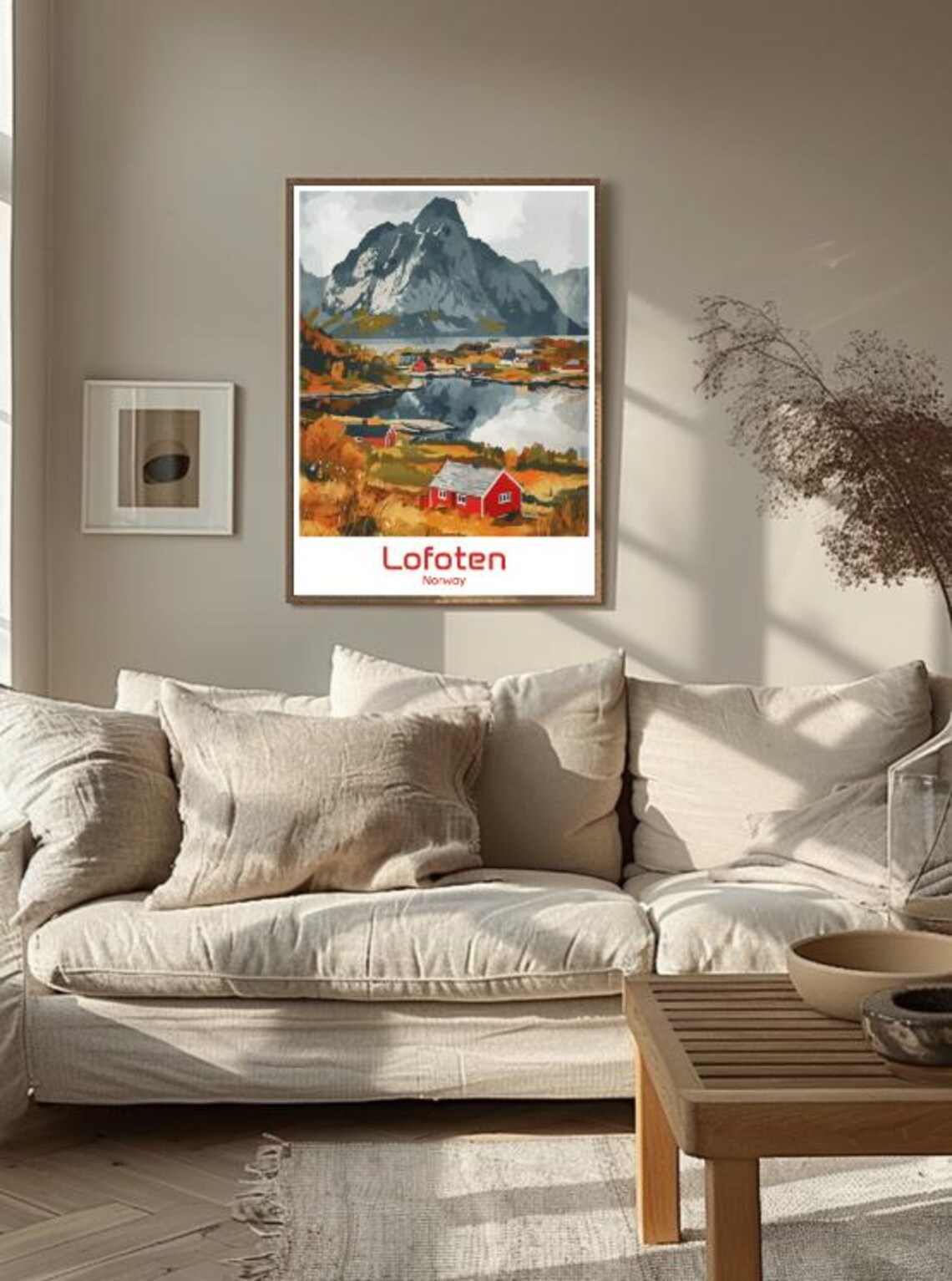 Lofoten Norway Arctic Cabins Fjords Autumn Vintage Travel Poster - Image 3