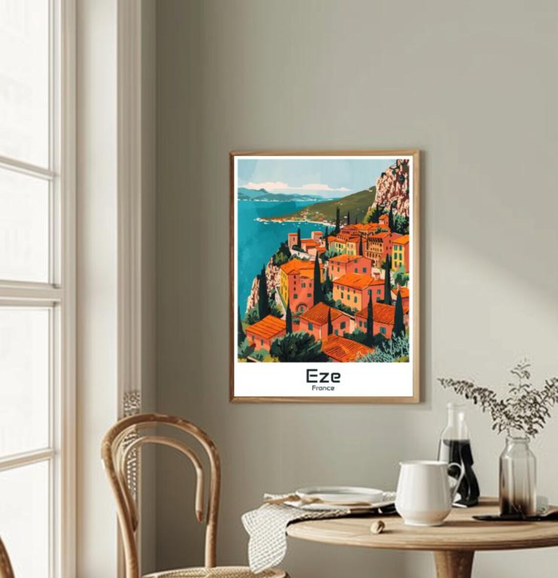 Eze France Hilltop Riviera Village Mediterranean Vintage Travel Poster - Image 2