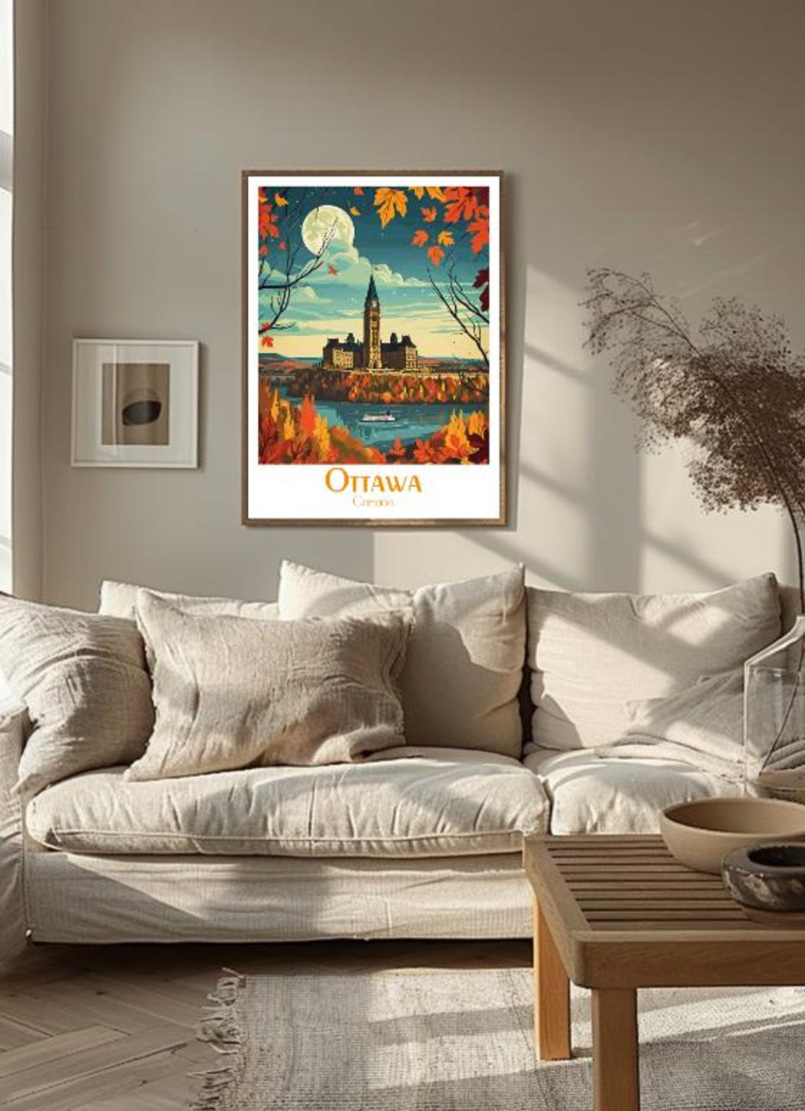 Ottawa Parliament Hill Autumn Moon Ottawa River Canada Poster - Image 3