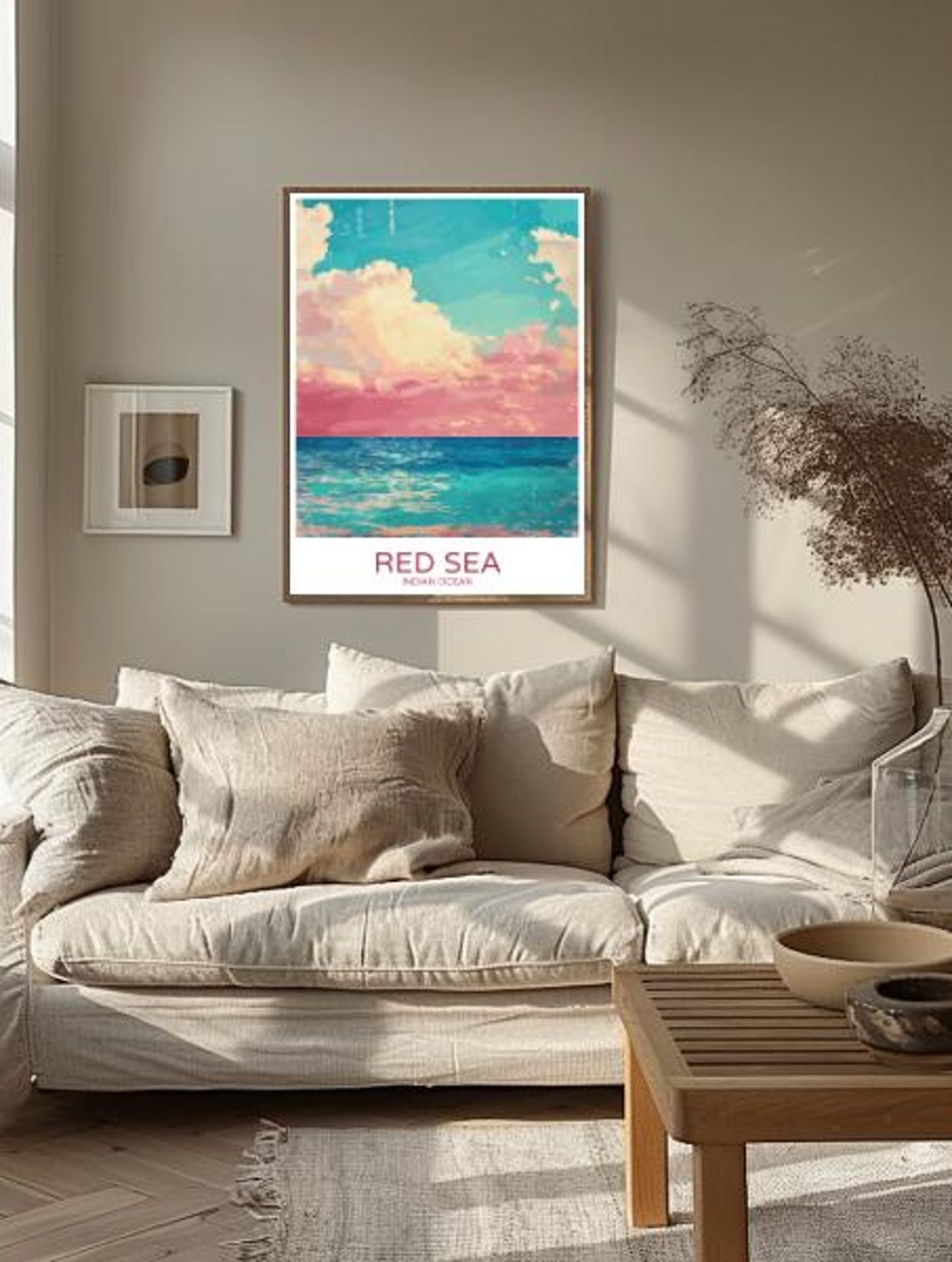 Red Sea Indian Ocean Pastel Pink Sunset Seascape Travel Poster - Image 2