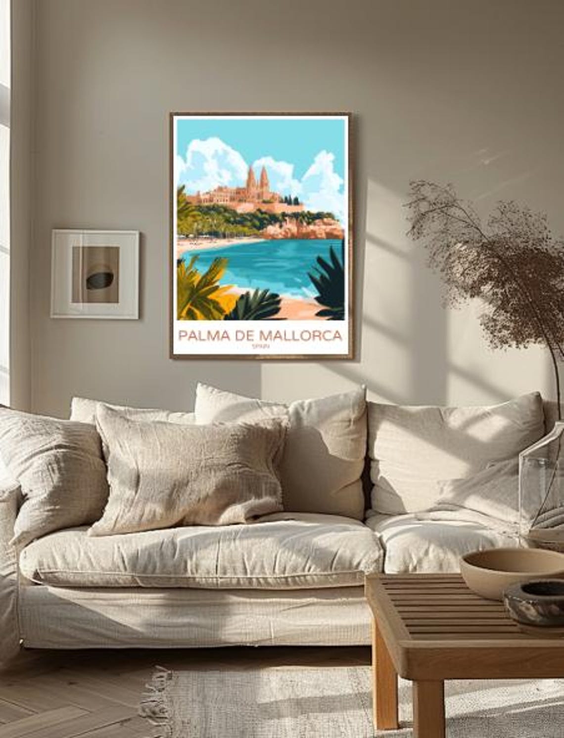 Palma de Mallorca Spain Travel Poster Cathedral Beach Cove View Decor - Image 2