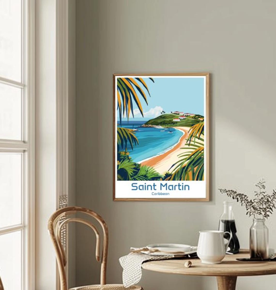 Saint Martin Caribbean Tropical Beach Palm Paradise Travel Poster - Image 2