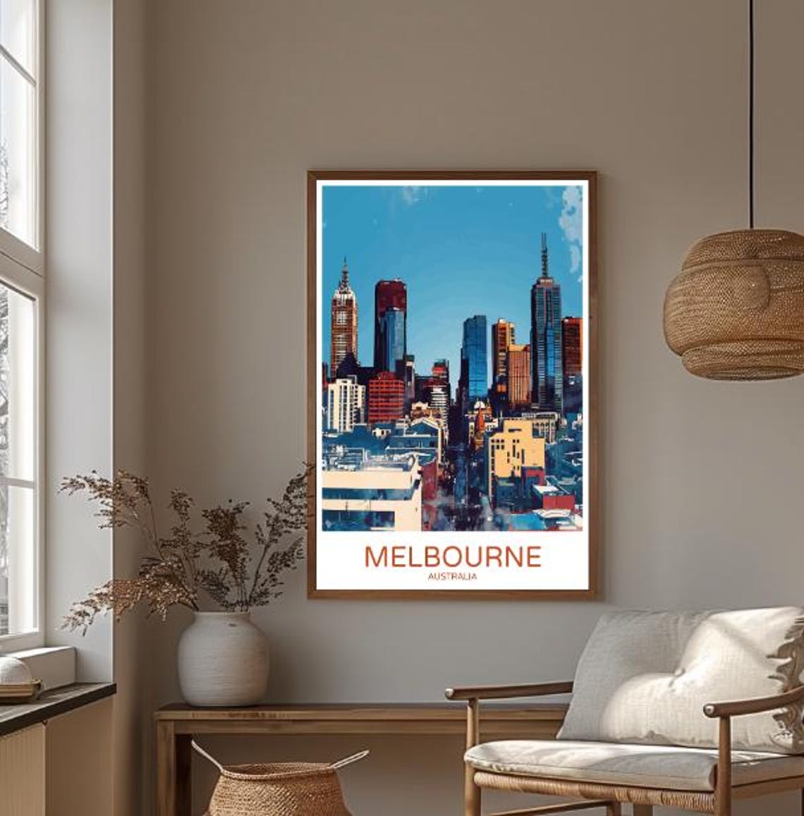 Melbourne Australia City Skyline Skyscrapers Vintage Travel Poster - Image 3