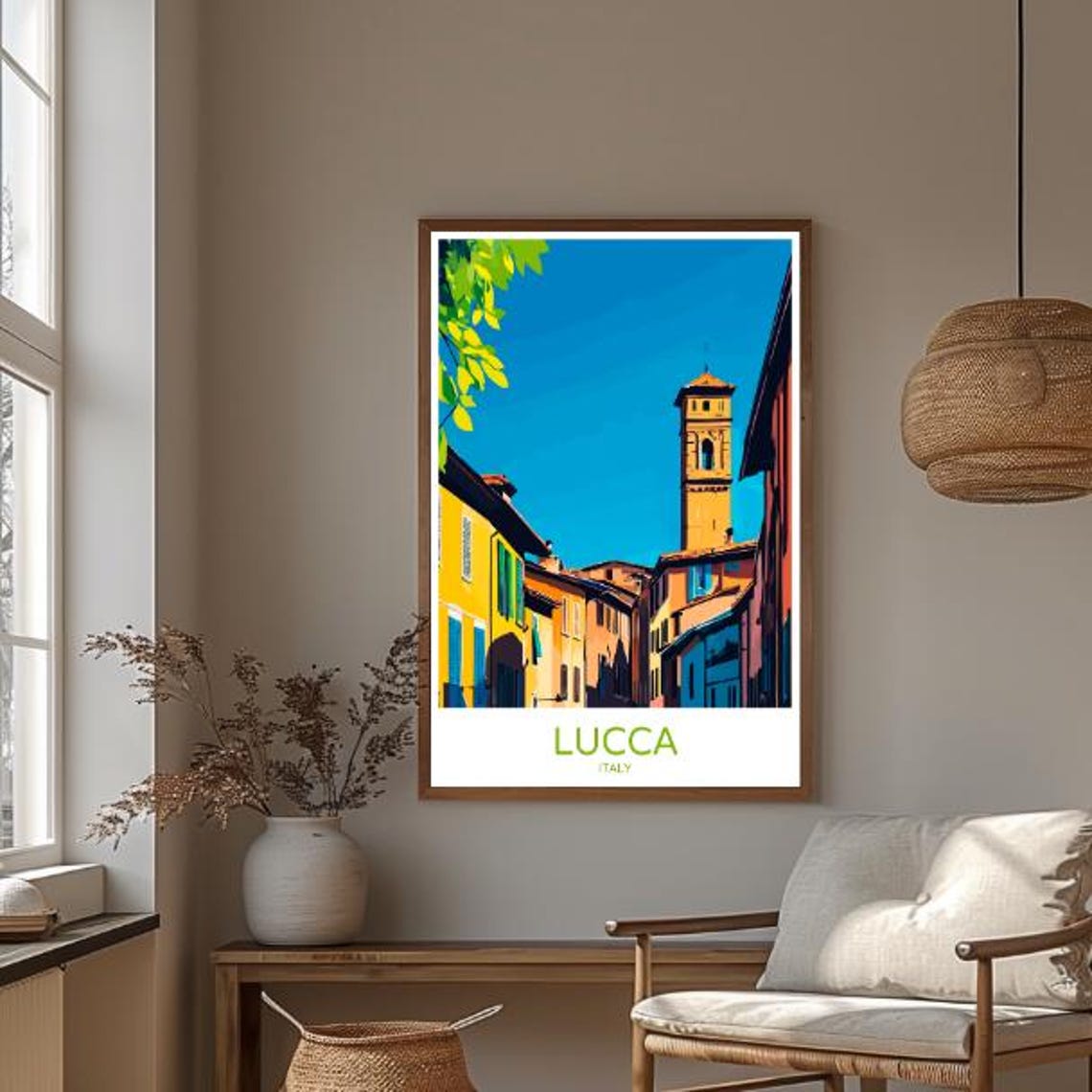 Lucca Italy Travel Poster Scenic Wall Art Of Medieval Walls And Tuscan Countryside Italian City Print European Decor - Image 3