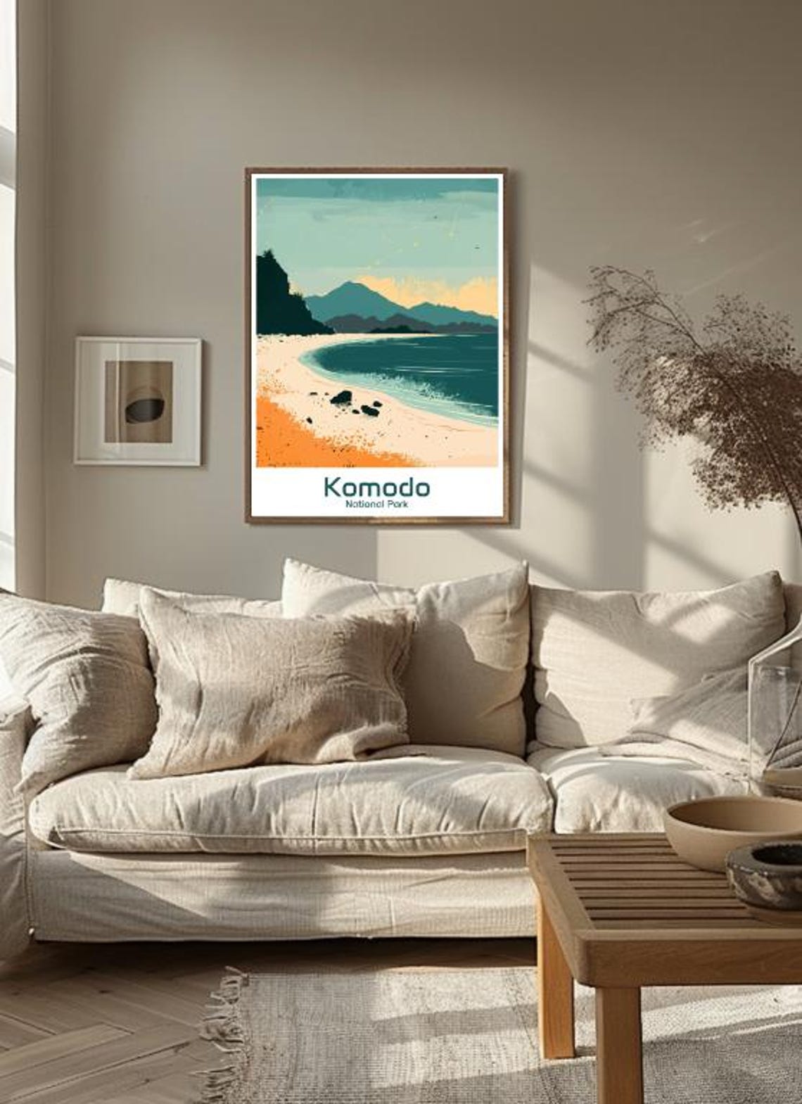 Komodo National Park Island Beach Sunset Illustration Poster - Image 3