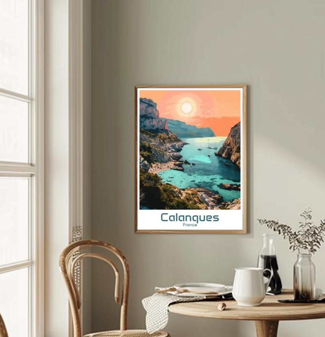 Calanques France Turquoise Cove Cliffs At Sunset Travel Poster - Image 2