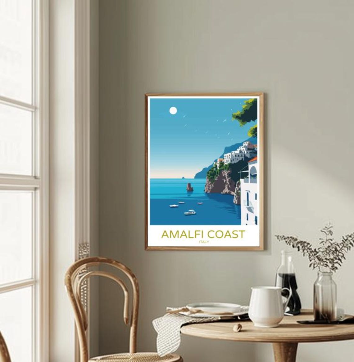 Amalfi Coast Travel Poster Beautiful Wall Art Of Italys Scenic Coastline Mediterranean Views Cliffside Villages Italy Travel Print - Image 2