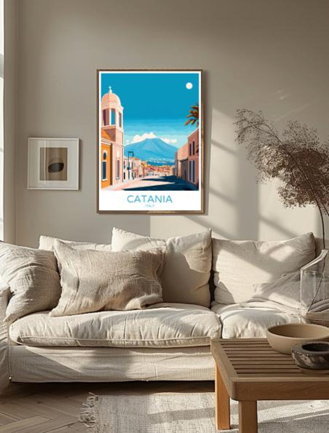 Catania Italy Travel Poster Scenic Wall Art Of Mount Etna And Historic Cityscape Sicily Print Italian Travel Decor Vacation Gift - Image 2