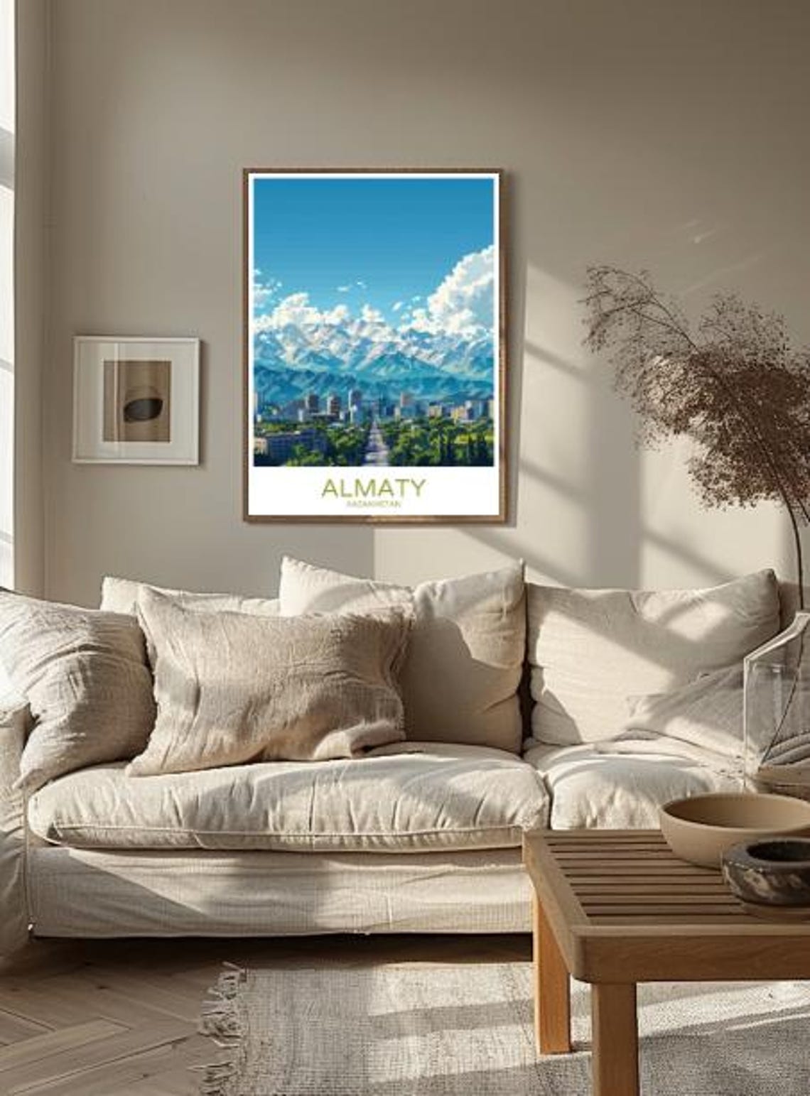 Almaty Kazakhstan City Skyline Against Snowy Mountain Poster - Image 2