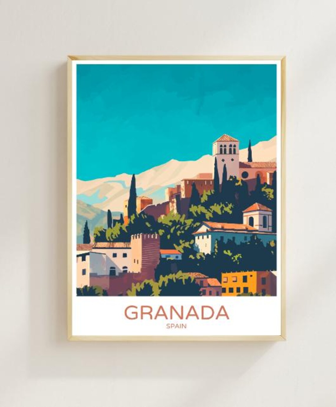 Granada Spain Alhambra Hilltop Fortress Andalusian Travel Poster
