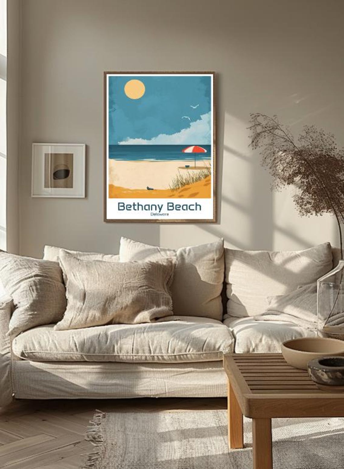 Bethany Beach Delaware Vintage Travel Striped Beach Umbrella Poster - Image 3
