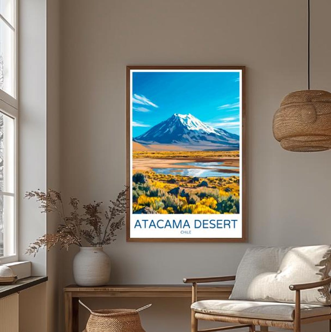 Atacama Desert Chile Volcano Snowcapped Vintage Travel Poster - Image 3
