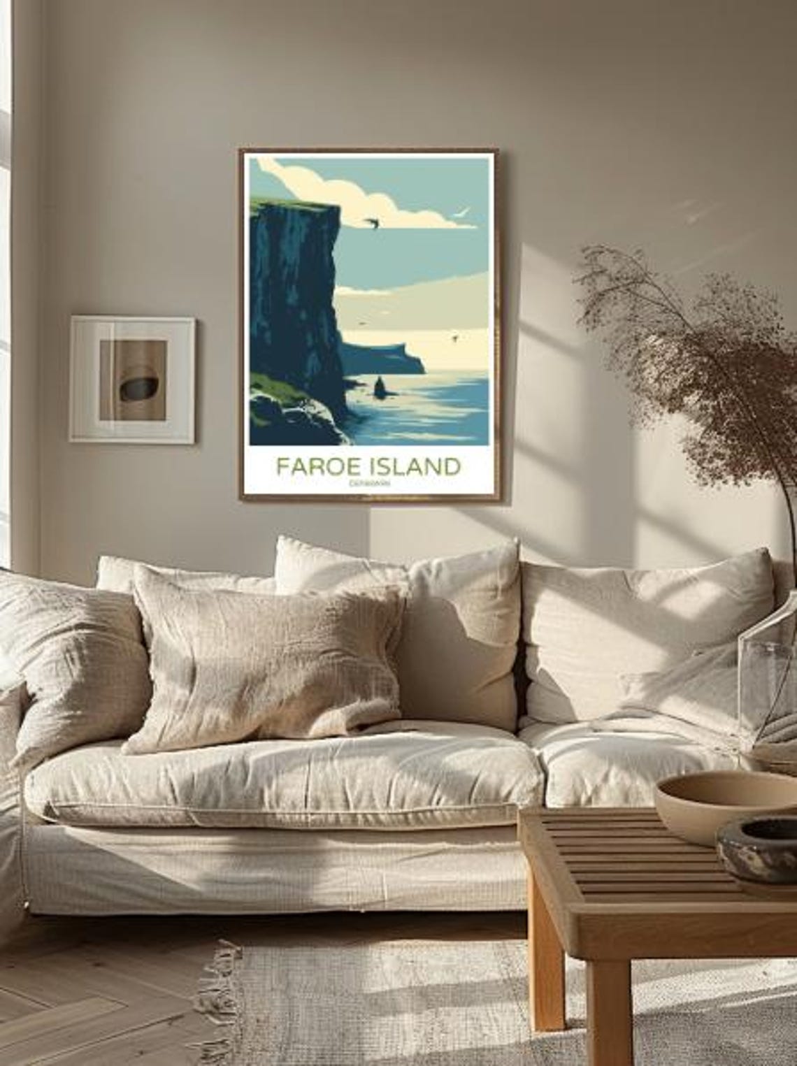 Faroe Island Denmark Dramatic Sea Cliff Vintage Travel Poster - Image 2
