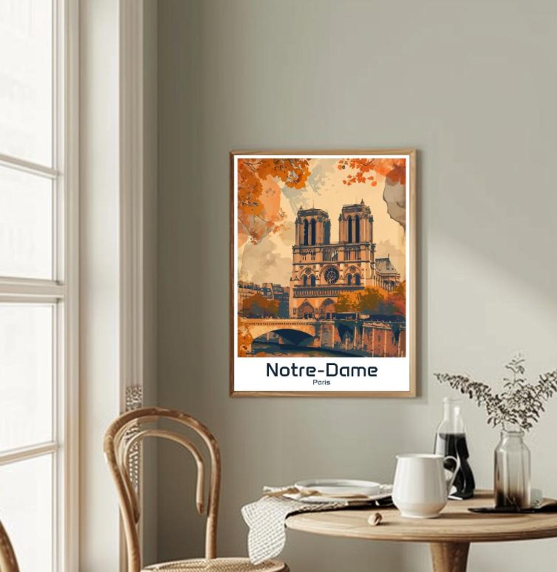 Notre Dame Paris Gothic Cathedral Autumn River Vintage Travel Poster - Image 2