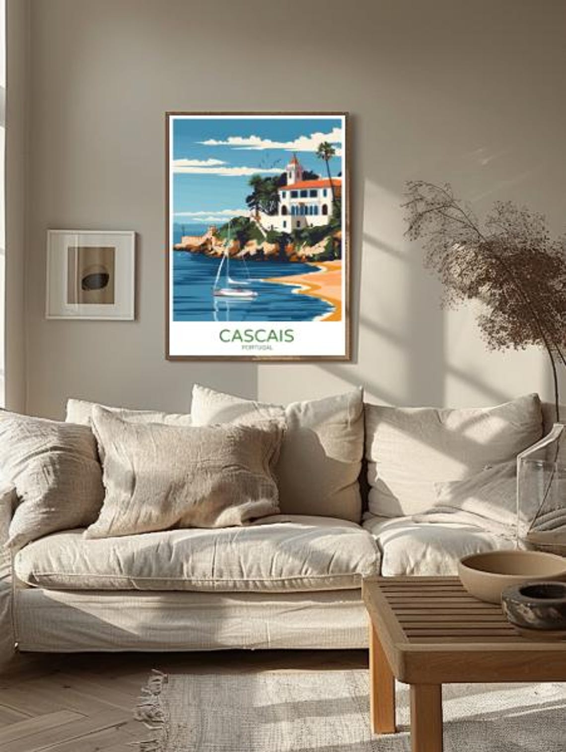 Cascais Portugal Travel Poster Beautiful Wall Art Of Seaside Town And Marina Portuguese Coastline Print Coastal Decor Vacation Gift - Image 2