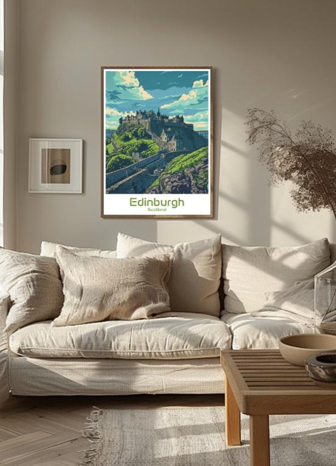 Edinburgh Scotland Castle Hill Historic Green Cityscape Poster - Image 3