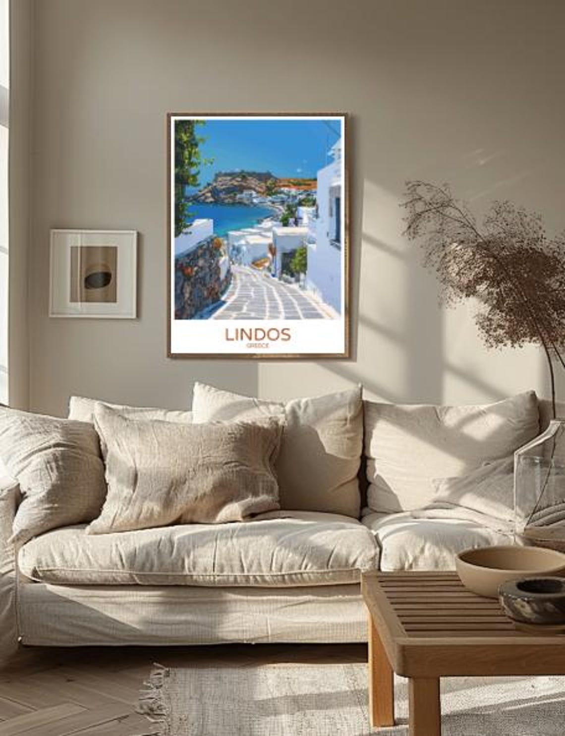 Lindos Greece Whitewashed Village Acropolis Bay Travel Poster - Image 2