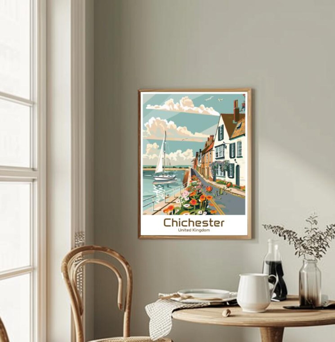 Chichester Harbor Sailboats Colorful England Travel Art Poster - Image 2