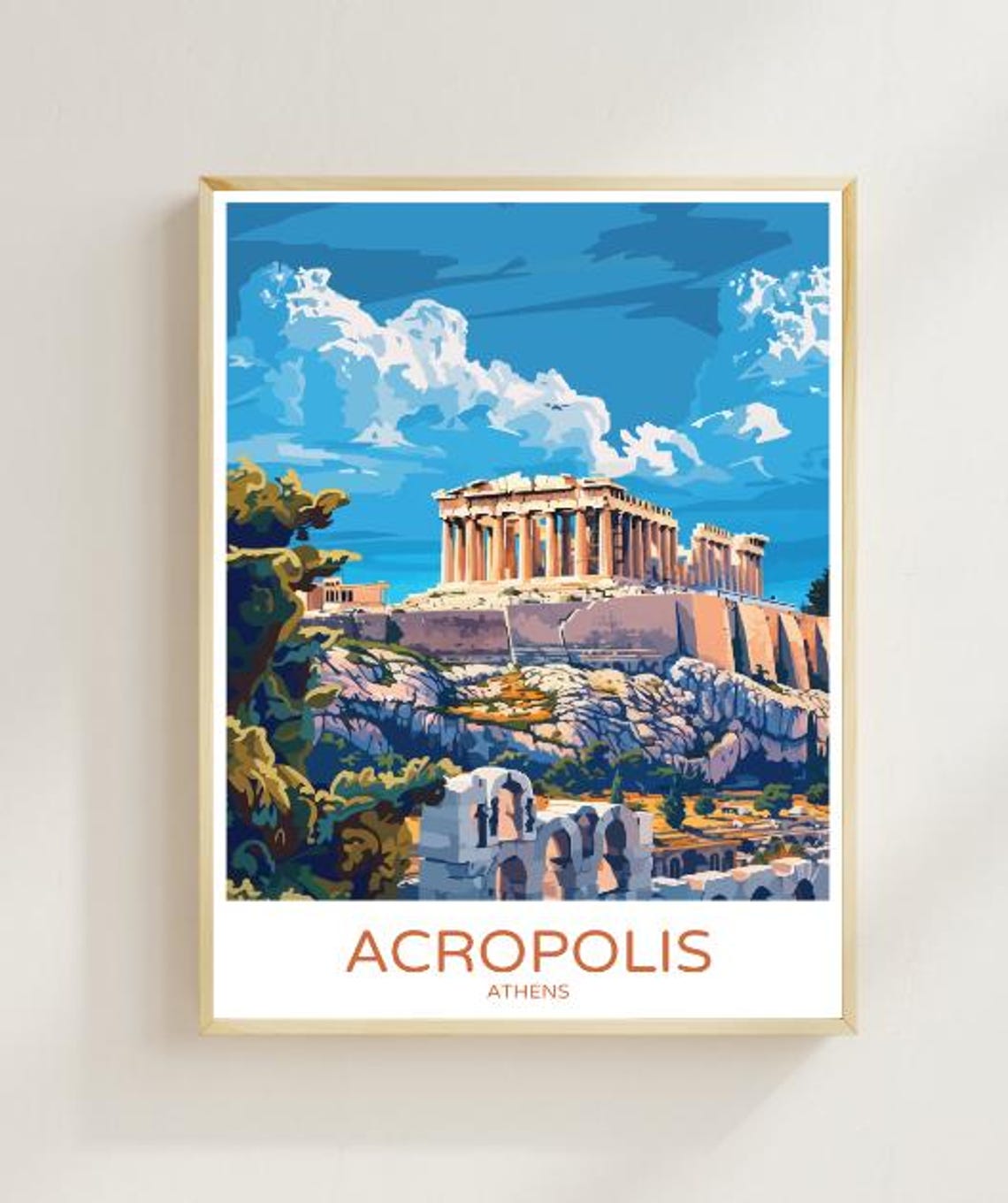 Acropolis Athens Parthenon on the Ancient Rock Hill Travel Poster