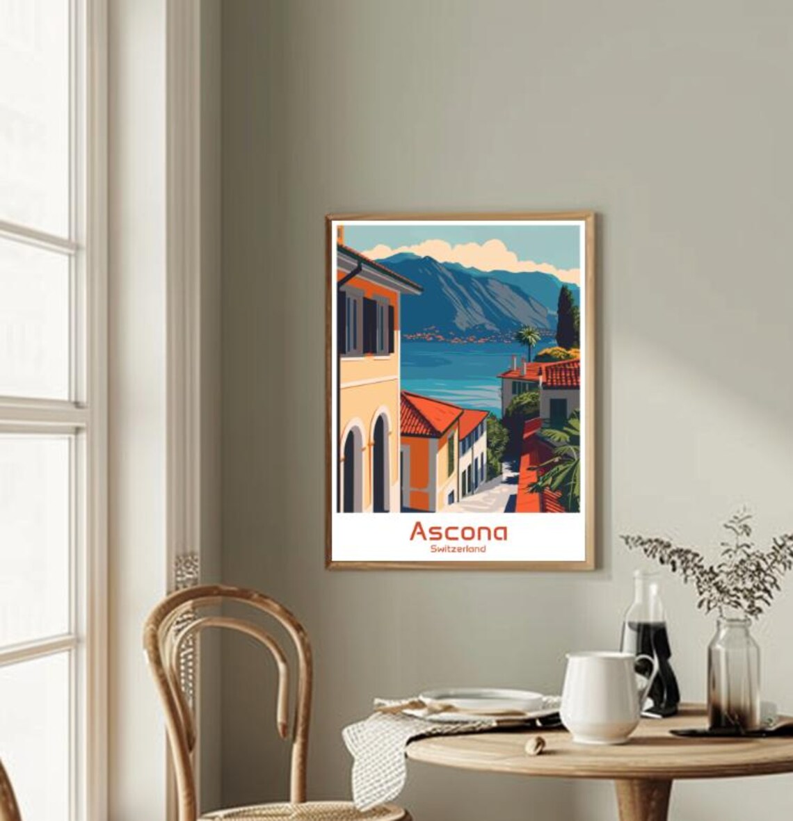 Ascona Switzerland Lake Maggiore Village Roofs Alpine View Poster - Image 2