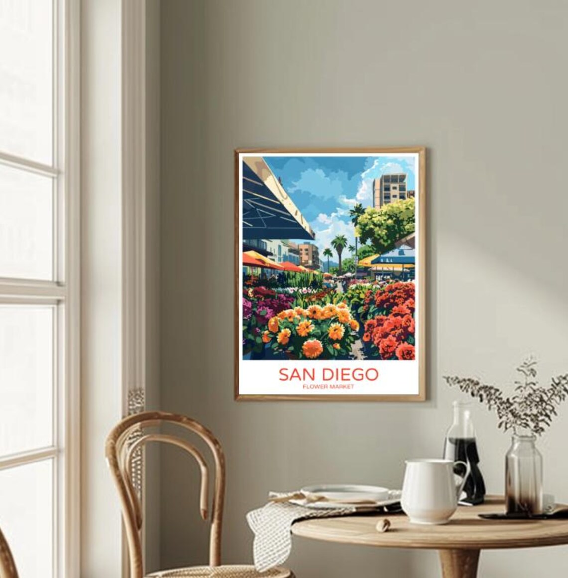 San Diego Flower Market Vibrant Blooms Street Stalls Travel Poster - Image 2